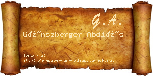 Günszberger Abdiás névjegykártya